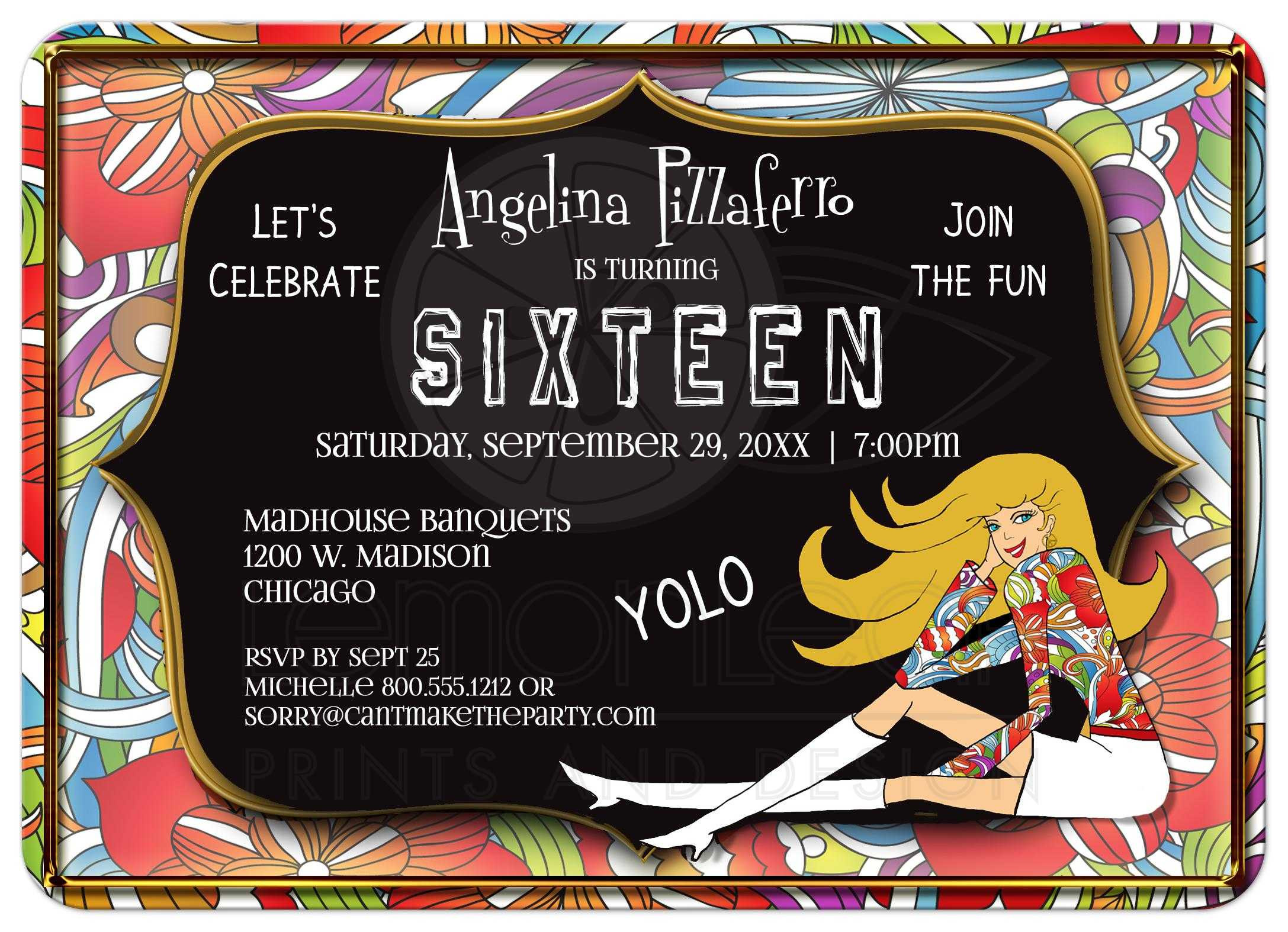 Milestone Birthday Invitations
 Funky Black And Colorful Abstract Milestone Birthday