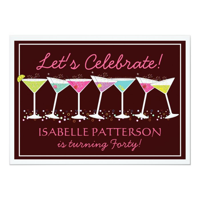 Milestone Birthday Invitations
 Happy Martinis Milestone Birthday Party Invitation