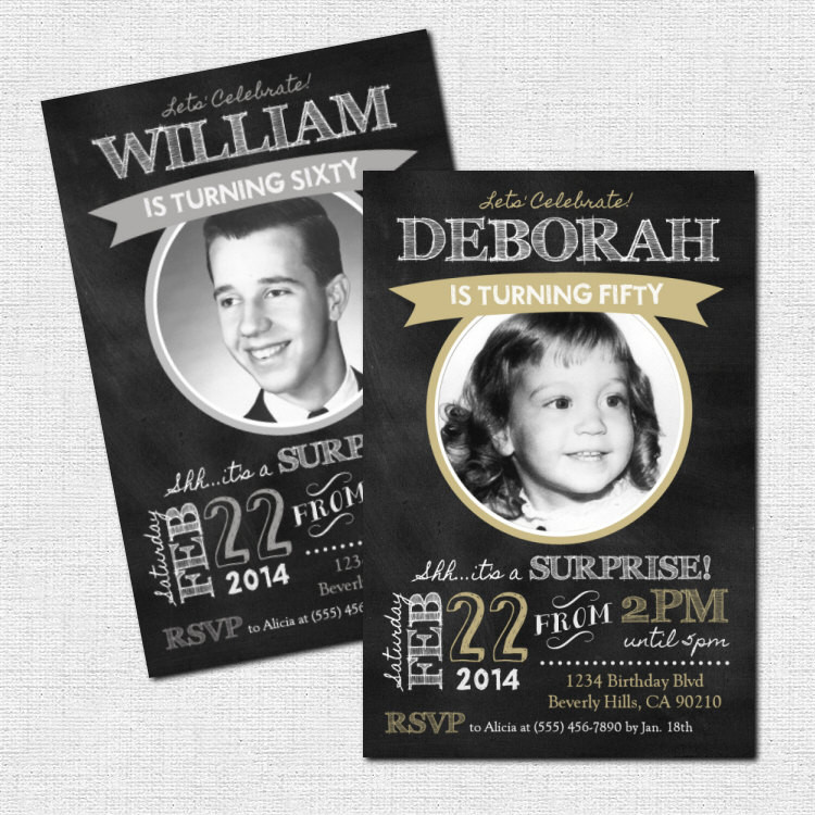 Milestone Birthday Invitations
 MILESTONE BIRTHDAY INVITATIONS Chalkboard Party Design Any