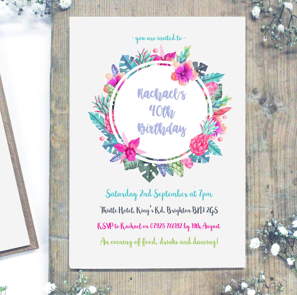 Milestone Birthday Invitations
 personalised watercolour milestone birthday invitations by