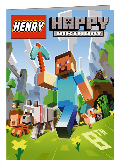 Minecraft Birthday Cards
 Lego Minecraft Personalised Birthday Card A5 Folksy