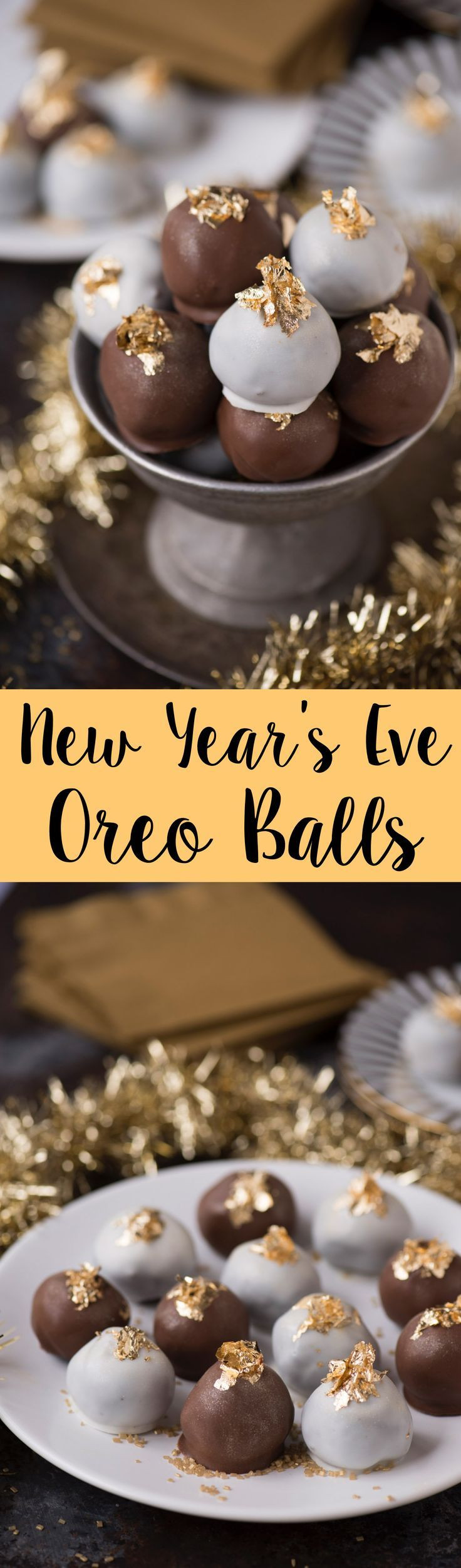 Mini Desserts New Year'S Eve
 Gold and glittery New Year’s Eve oreo balls Dipped in