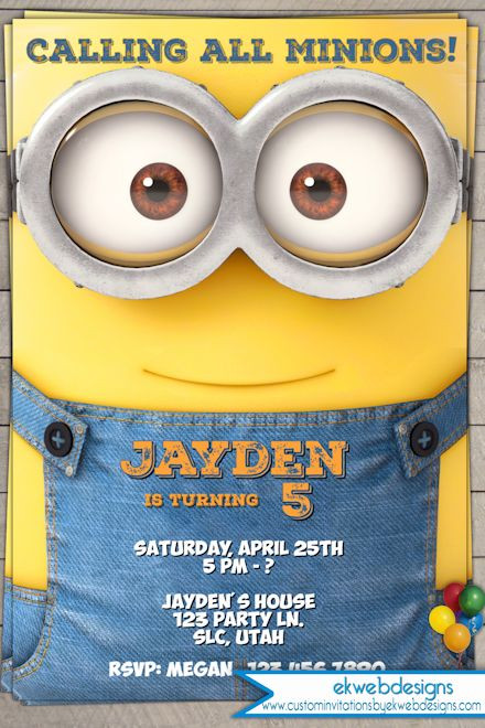 Minion Birthday Invitation
 Minion Birthday invitation 2015 Minion Movie Invitations