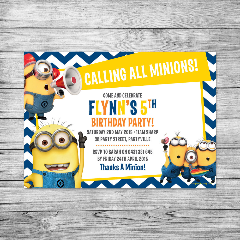 Minion Birthday Invitation
 The Minions invite Minions birthday party by PixelpopShop