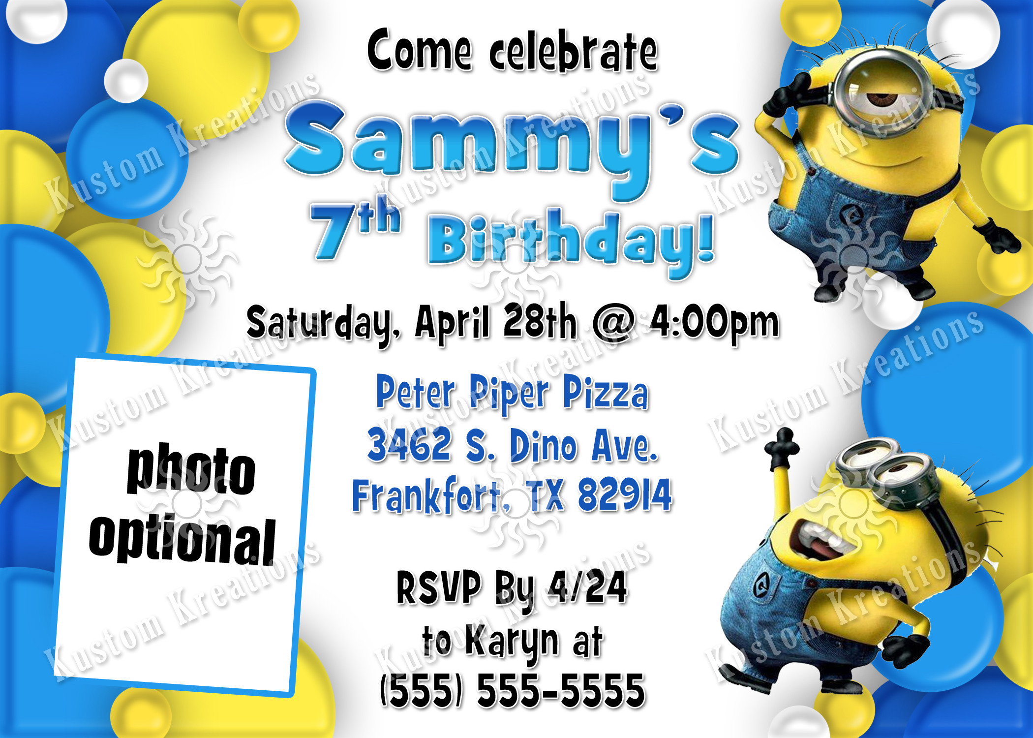 Minion Birthday Invitation
 Minions Birthday Invitations