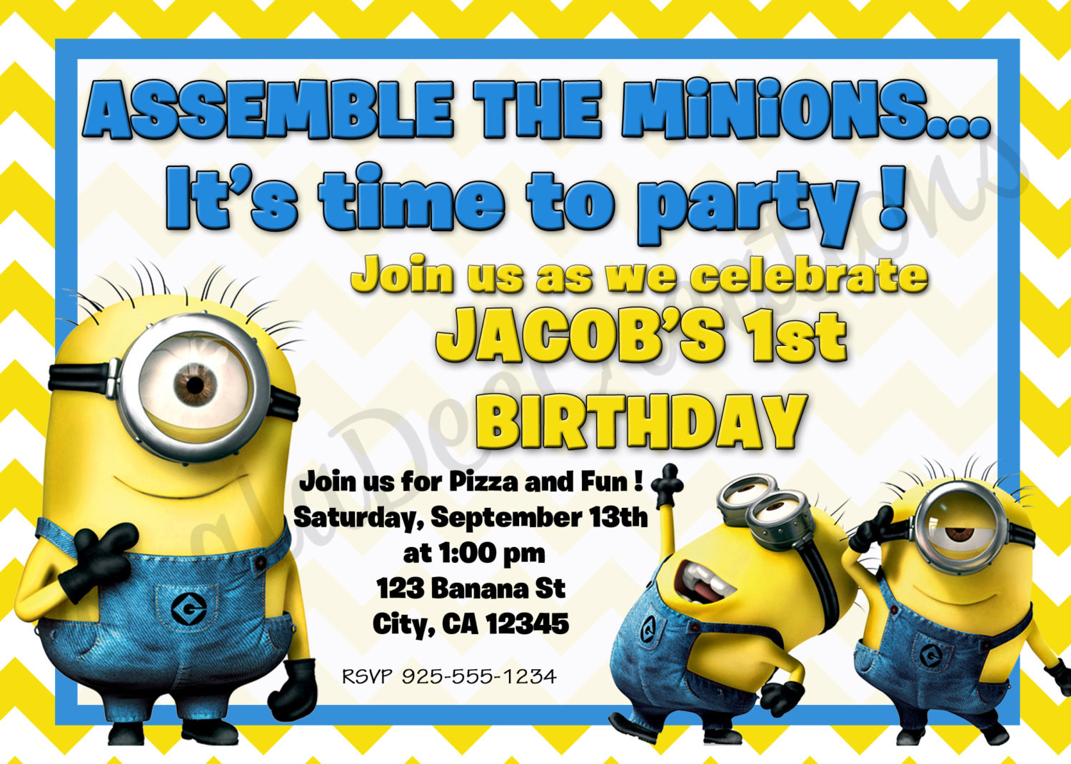 Minion Birthday Invitation
 Minion Birthday Invitation 5x7 Printable by