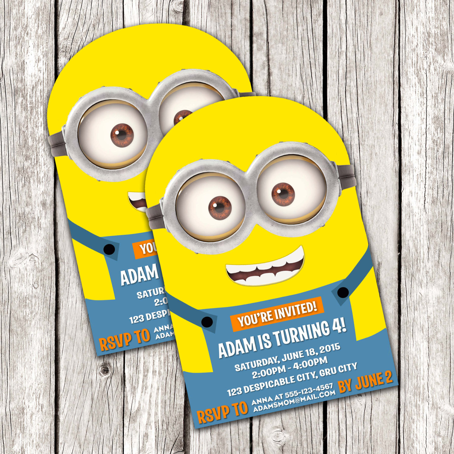 Minion Birthday Invitation
 Minion Invitation Despicable Me Birthday Party DIY