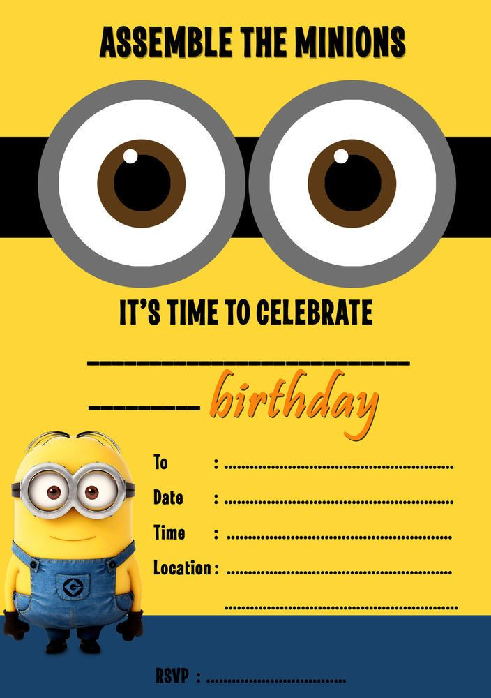 Minion Birthday Invitation
 DESPICABLE ME MINIONS PARTY INVITATIONS KIDS CHILDRENS