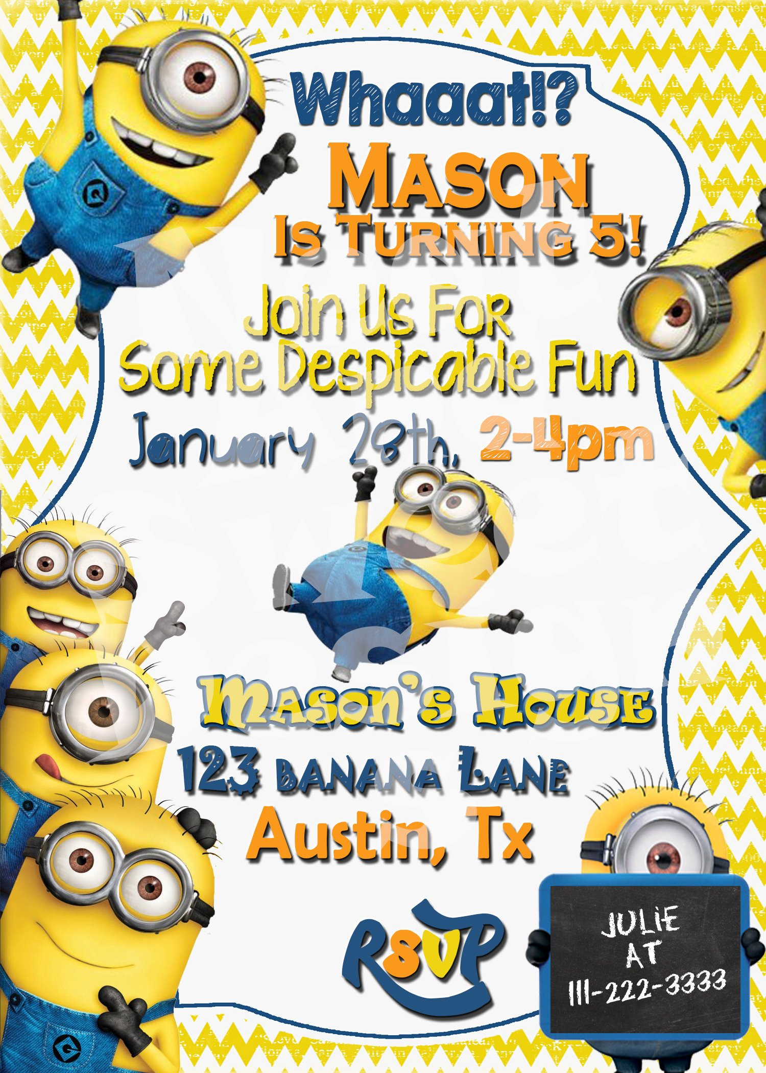 Minions Birthday Party Invitations
 Minion Birthday Invitation Despicable Me Forever Fab