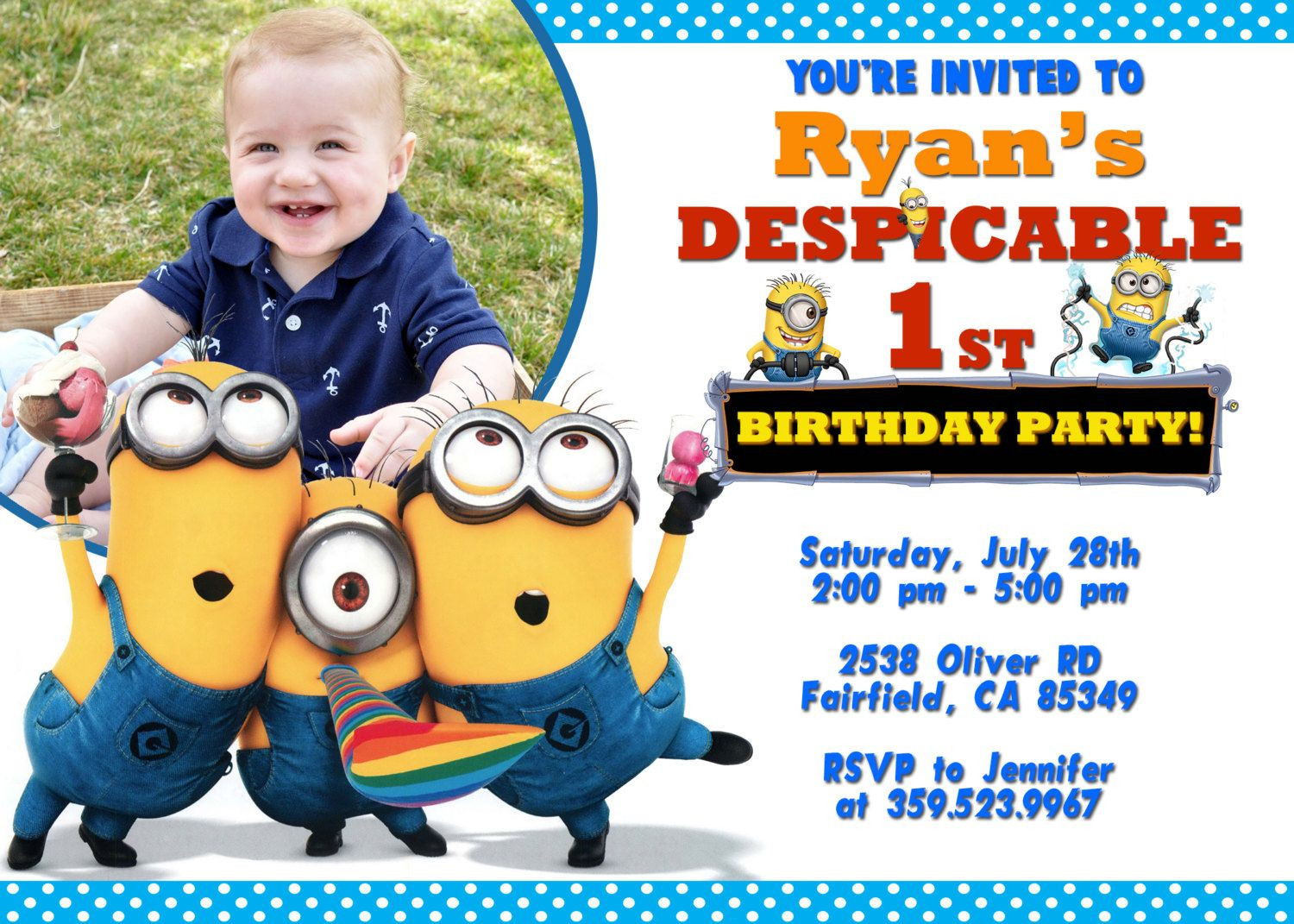 Minions Birthday Party Invitations
 Make Your Own Personalized Minion Birthday Invitations