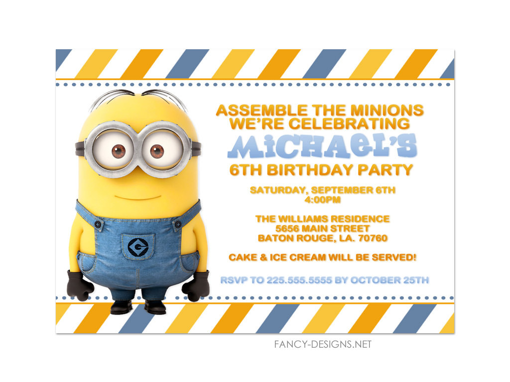 Minions Birthday Party Invitations
 Minion Birthday Party Invitations 10 Invitations by fancybelle