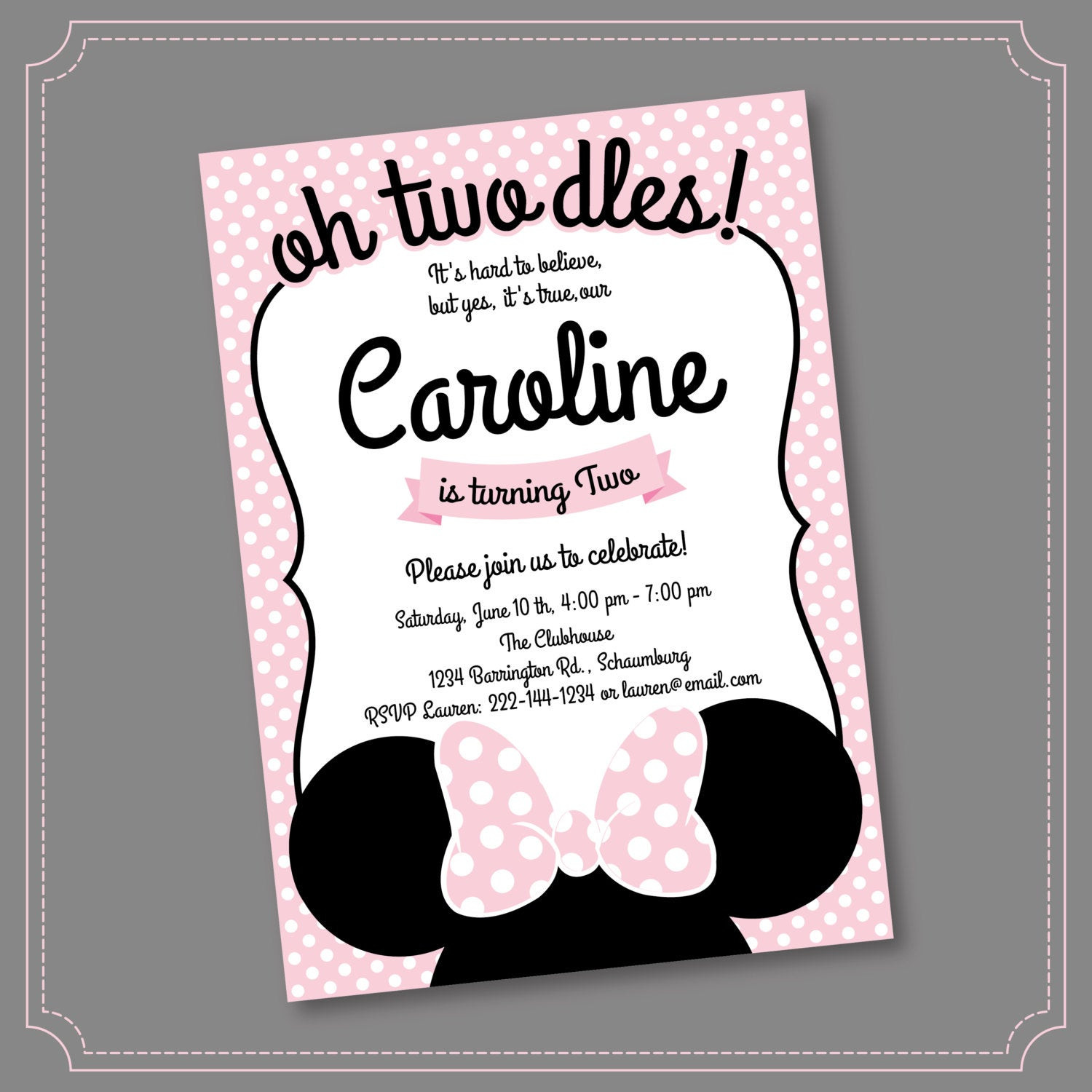 Minnie Mouse 2nd Birthday Party
 Minnie Mouse 2nd Birthday Invitations Printable Girls Party