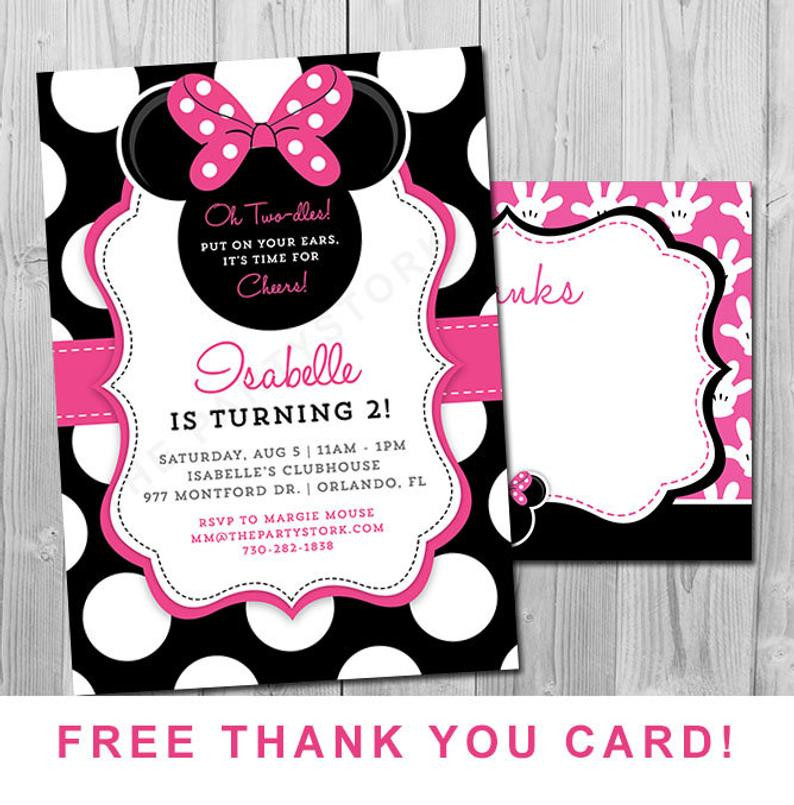 Minnie Mouse 2nd Birthday Party
 Minnie Mouse 2nd Birthday Invitations Printable Girls