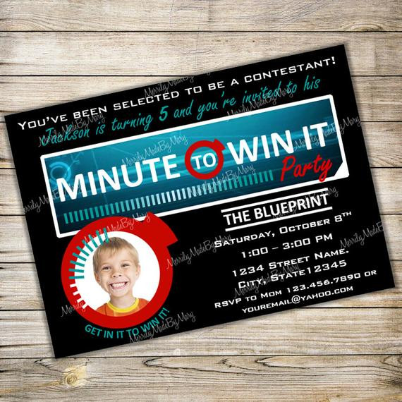 Minute To Win It Birthday Party
 Minute To Win It Birthday Party Invitation