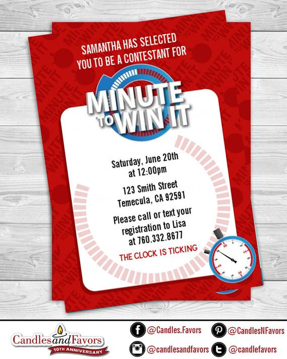 Minute To Win It Birthday Party
 Minute To Win It Birthday Party Invitation Professionally