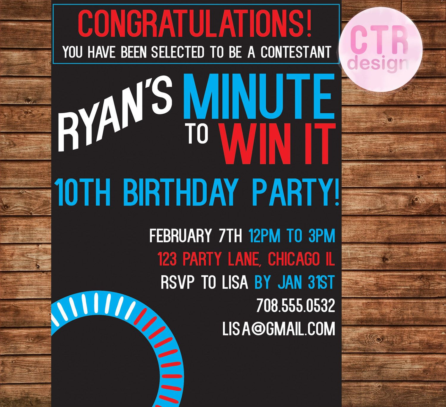 Minute To Win It Birthday Party
 Minute To Win It Printable Birthday Invitation