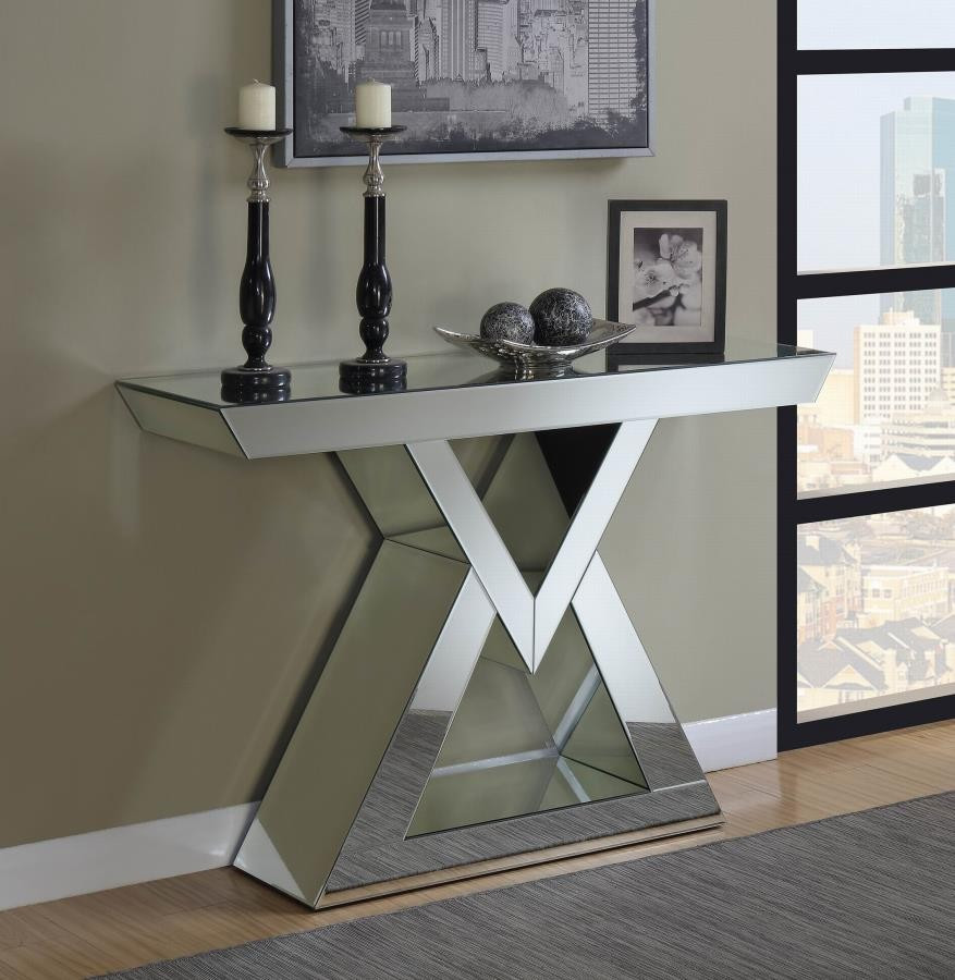 Mirror Tables For Living Room
 Contemporary Mirrored Console Table