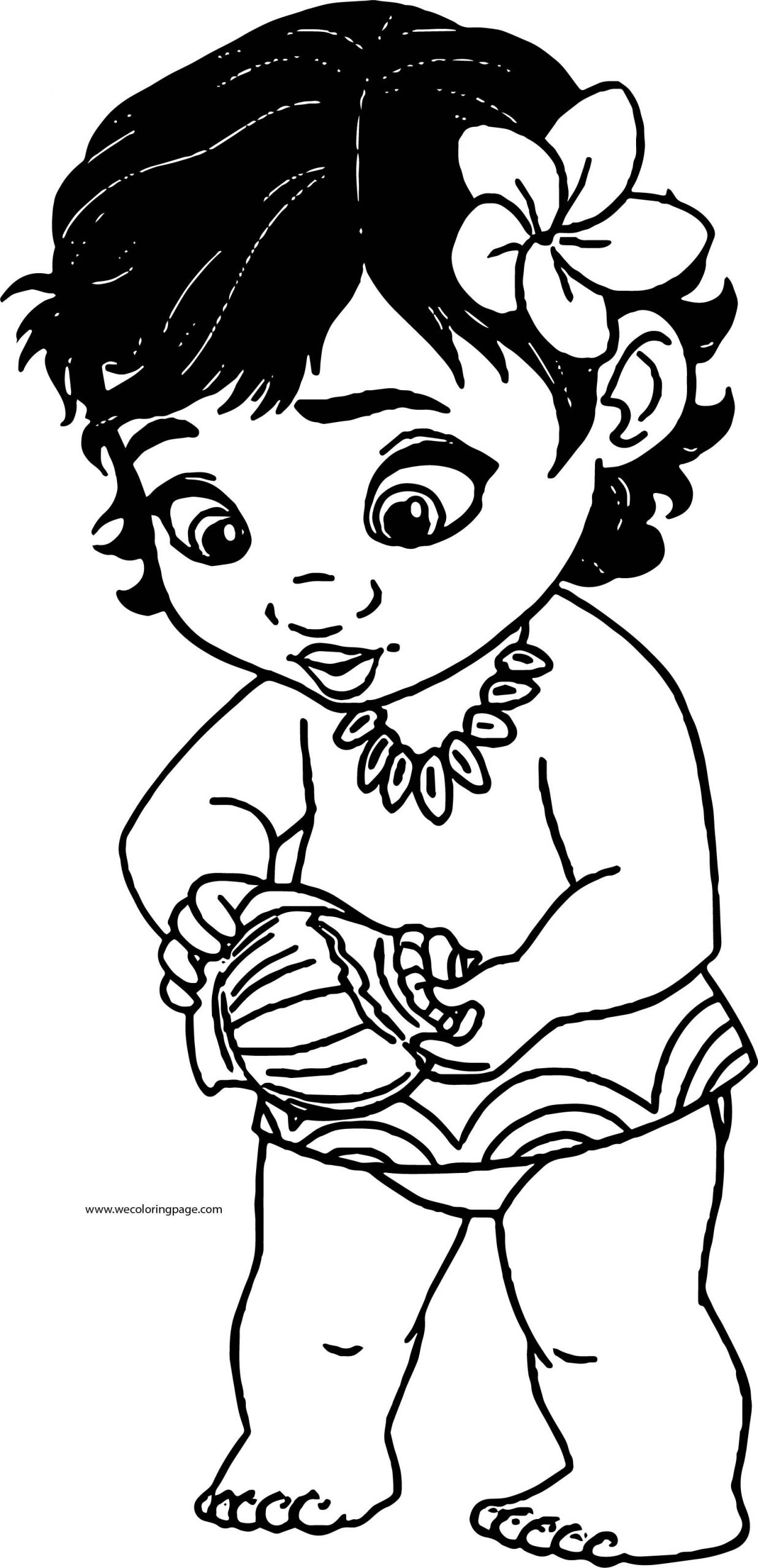 Moana Baby Coloring Pages
 Toddler Moana Kid Girl Coloring Page