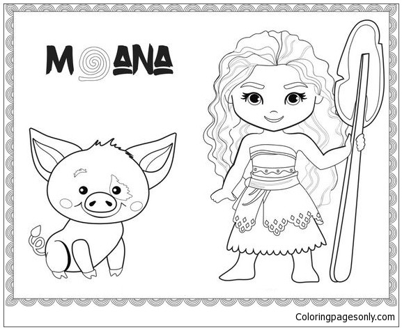 Moana Baby Coloring Pages
 Baby Moana And Pig Coloring Page Free Coloring Pages line