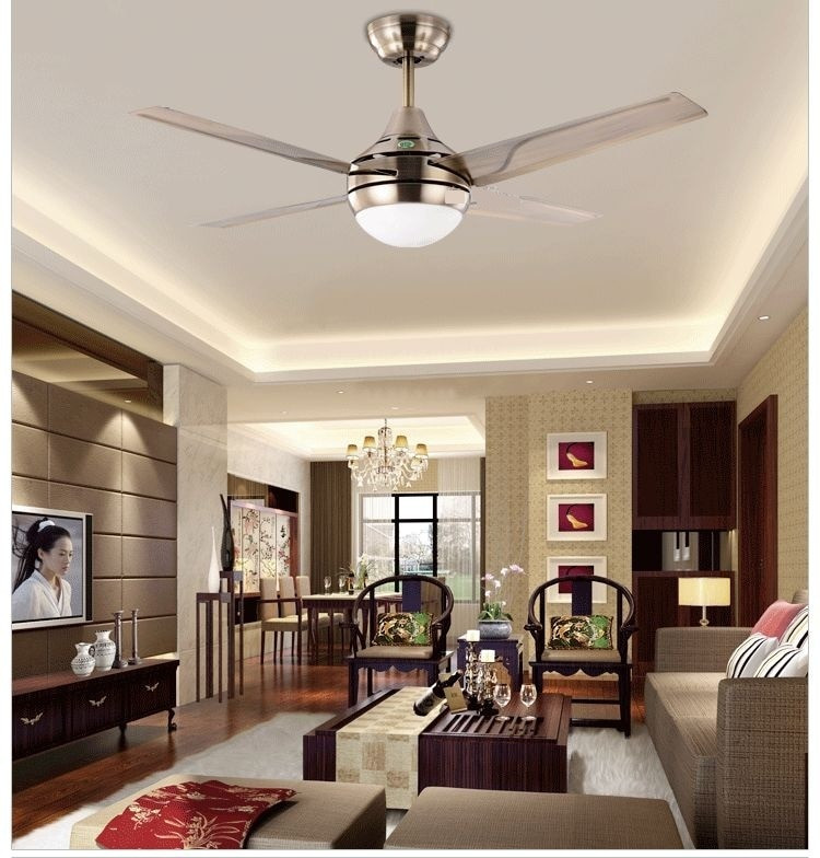 Modern Bedroom Ceiling Lights
 Modern minimalist LED fan lights 44inch iron leaf fan