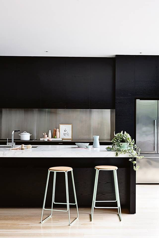 Modern Black Kitchen Cabinets
 Modern Kitchens With Stainless Steel Backsplash Designs