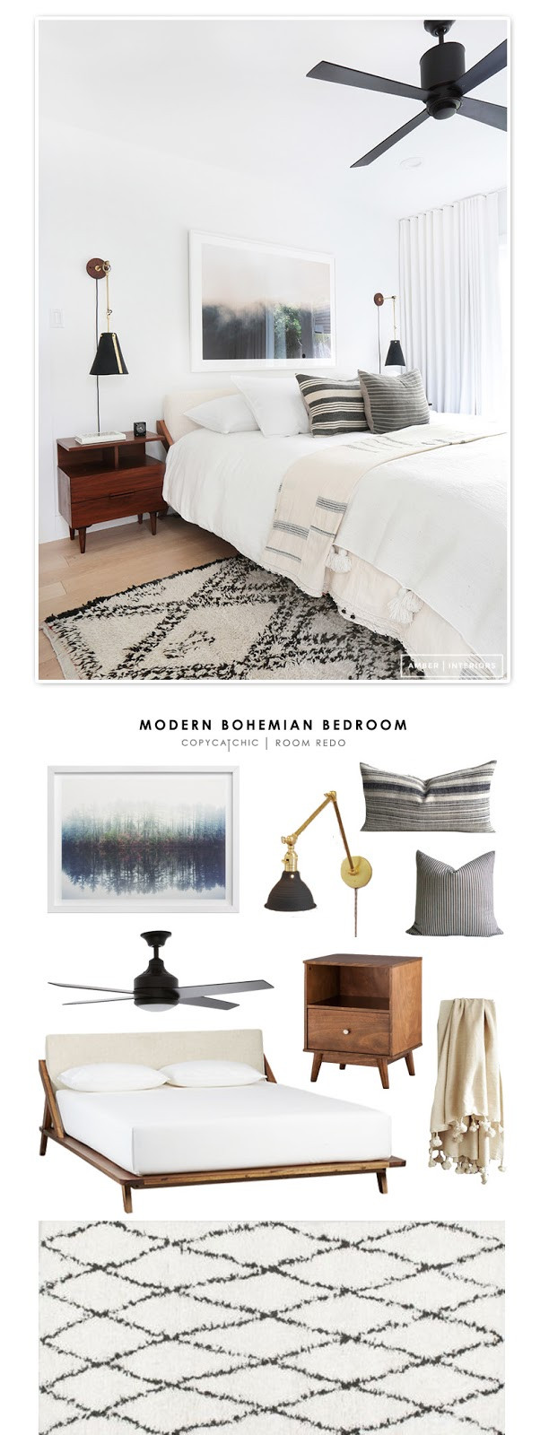 Modern Bohemian Bedroom
 Copy Cat Chic Room Redo