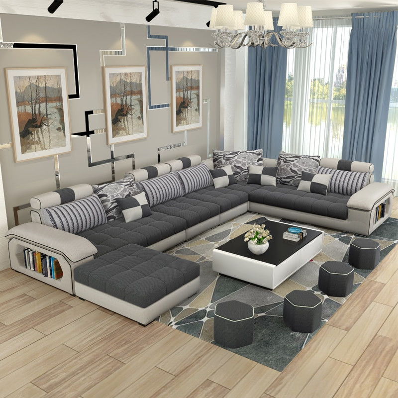 Modern Furniture Living Room
 luxury living room furniture modern U shaped fabric corner