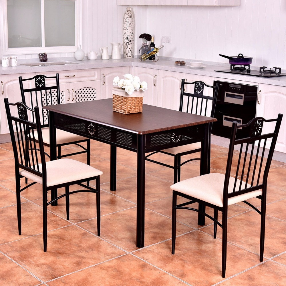 Modern Kitchen Table Sets
 Goplus 5 Piece Kitchen Dining Set Wood Metal Table and 4