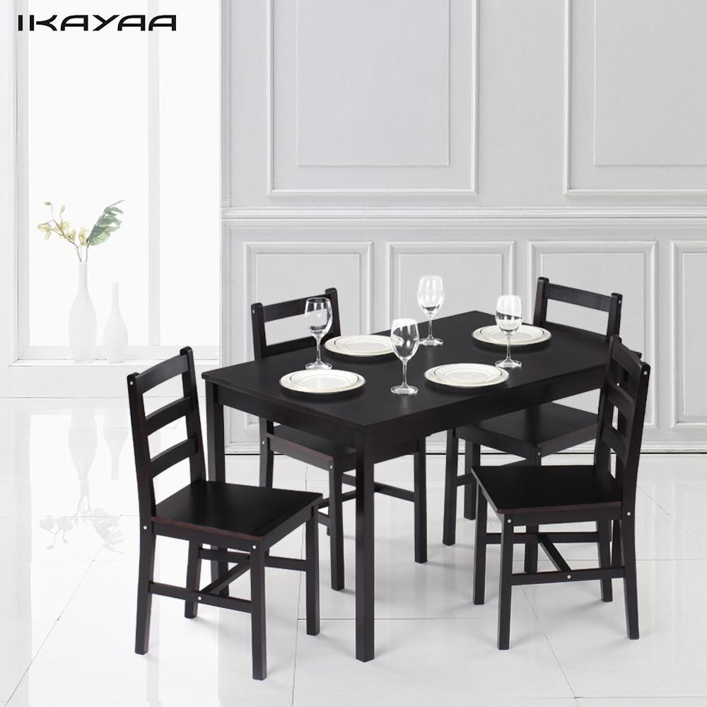 Modern Kitchen Table Sets
 iKayaa Modern 5PCS Pine Wood Dining Table Set Kitchen