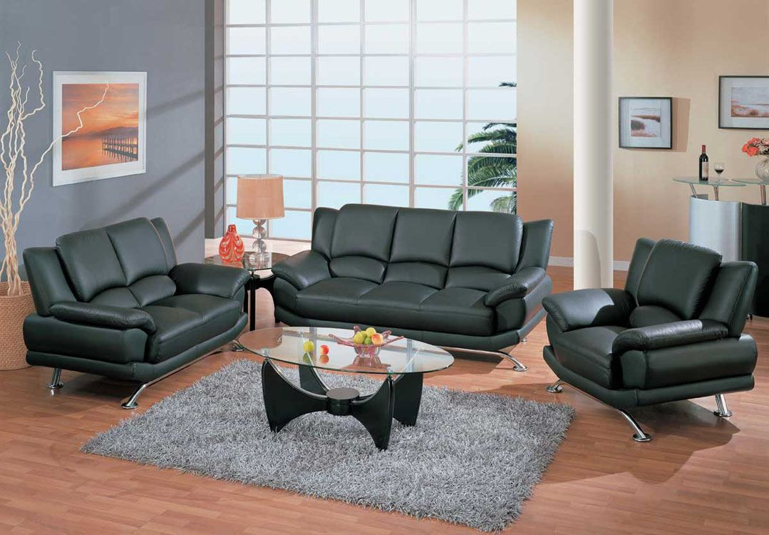 Modern Leather Living Room Set
 Contemporary Living Room Set in Black Red or Cappuccino