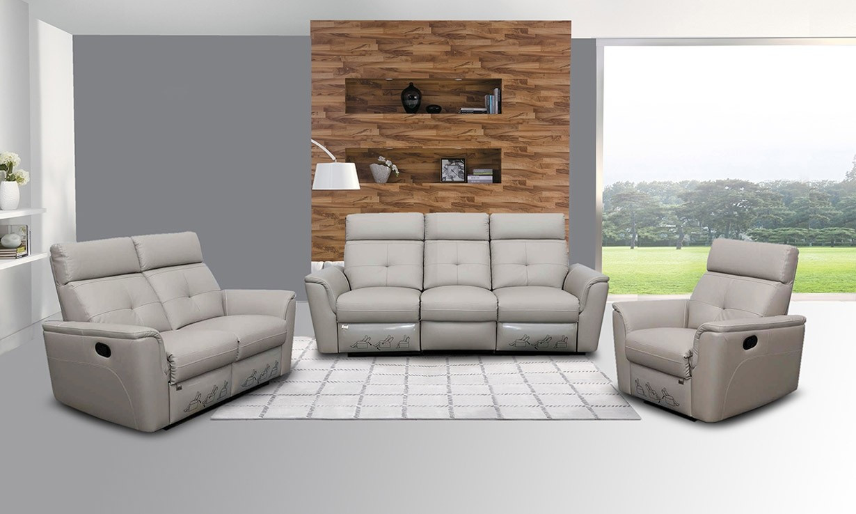 Modern Leather Living Room Set
 ESF 8501 Living Room Set in Grey Leather with Recliners