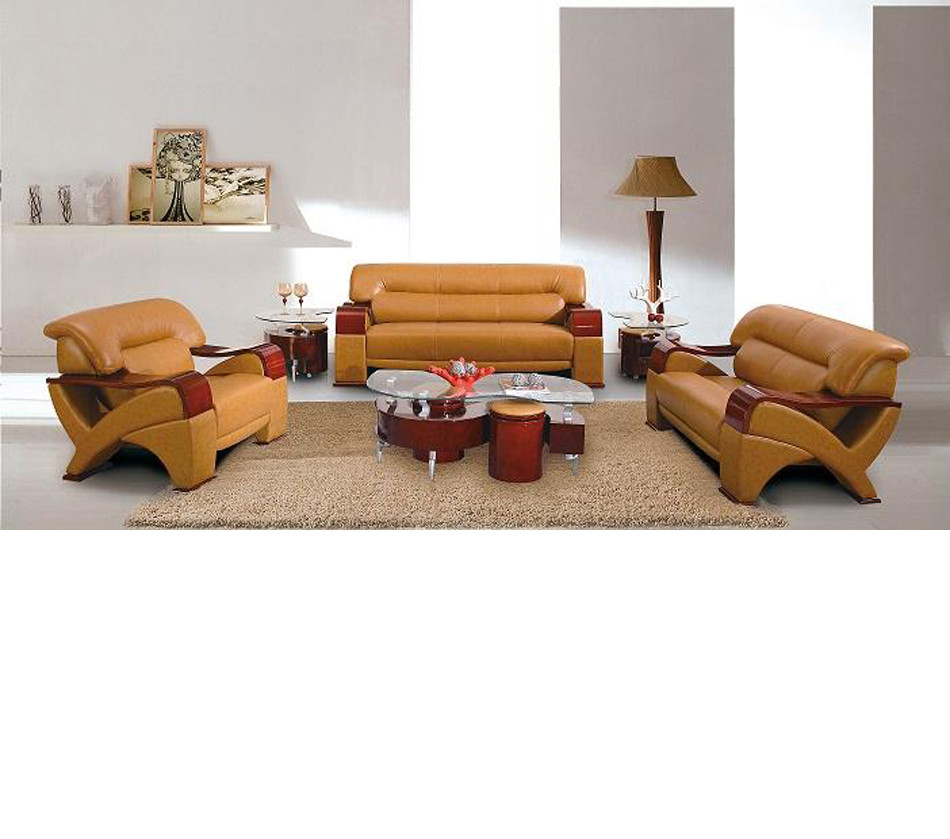 Modern Leather Living Room Set
 DreamFurniture 2034 Modern Camel leather Living Room Set