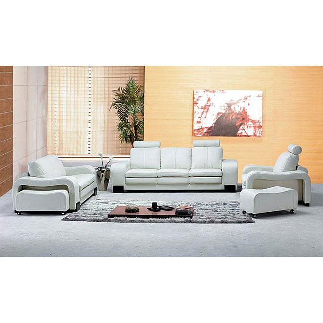 Modern Leather Living Room Set
 Oakland Modern White Leather Living Room Set