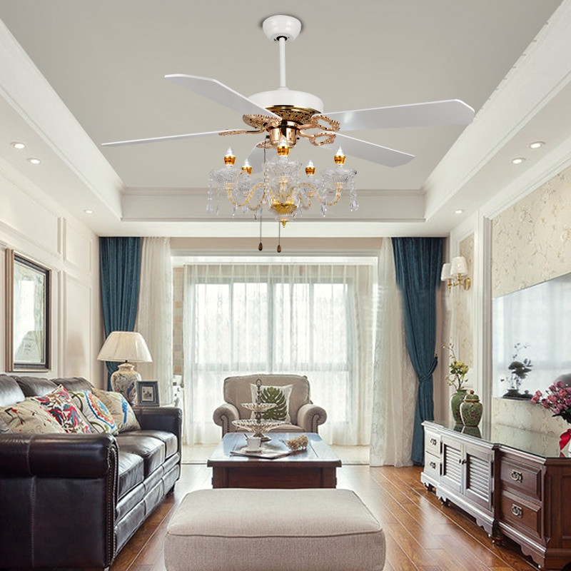 Modern Living Room Ceiling Fan
 Luxury crystal fan light ceiling fans candle ceiling fan