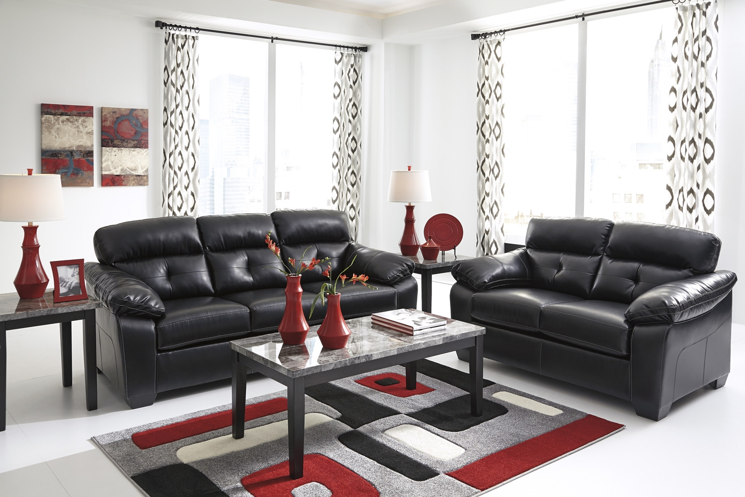 Modern Living Room Sets
 Midnight Black Casual Contemporary Living Room Furniture