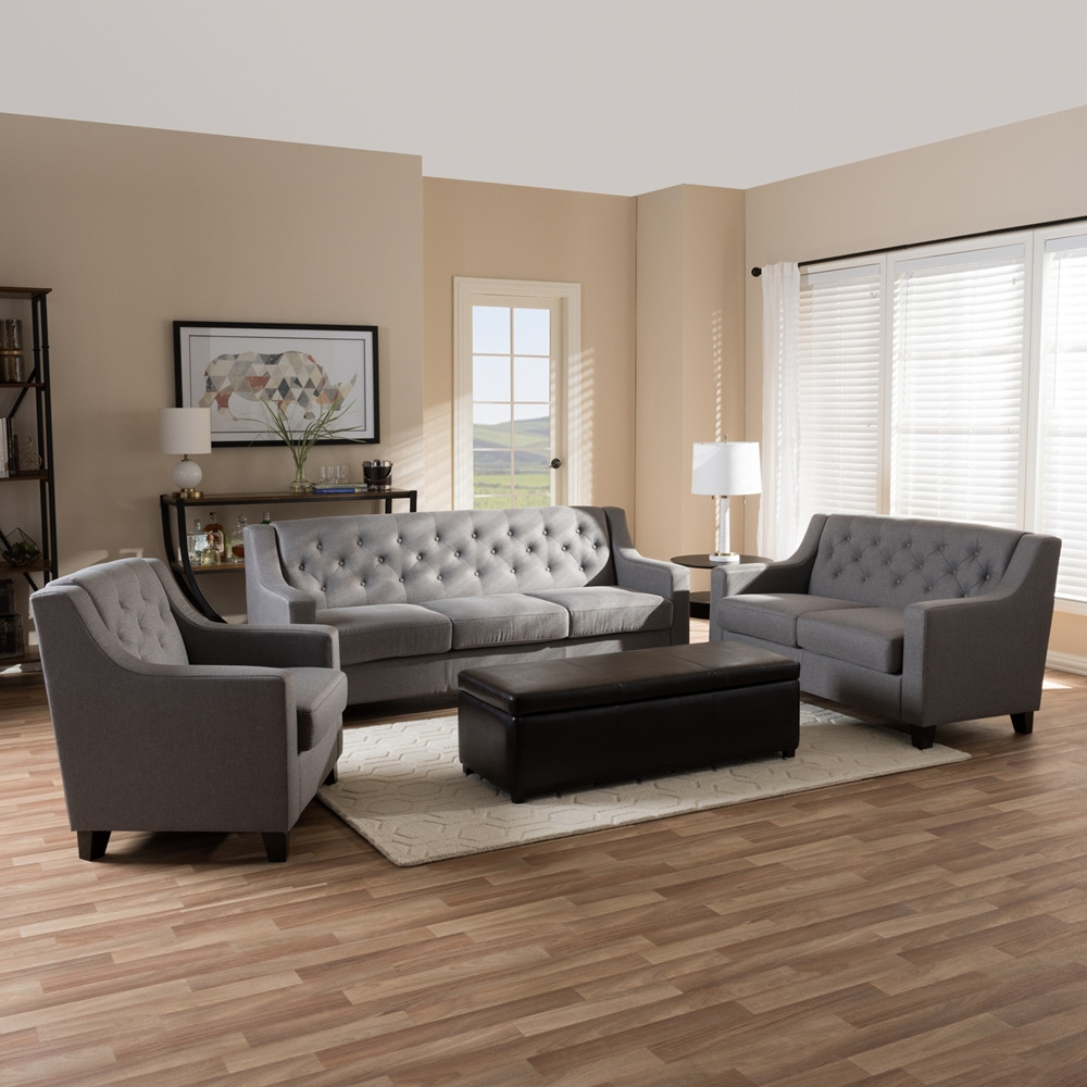 Modern Living Room Sets
 Baxton Studio Arcadia Modern and Contemporary Grey Fabric