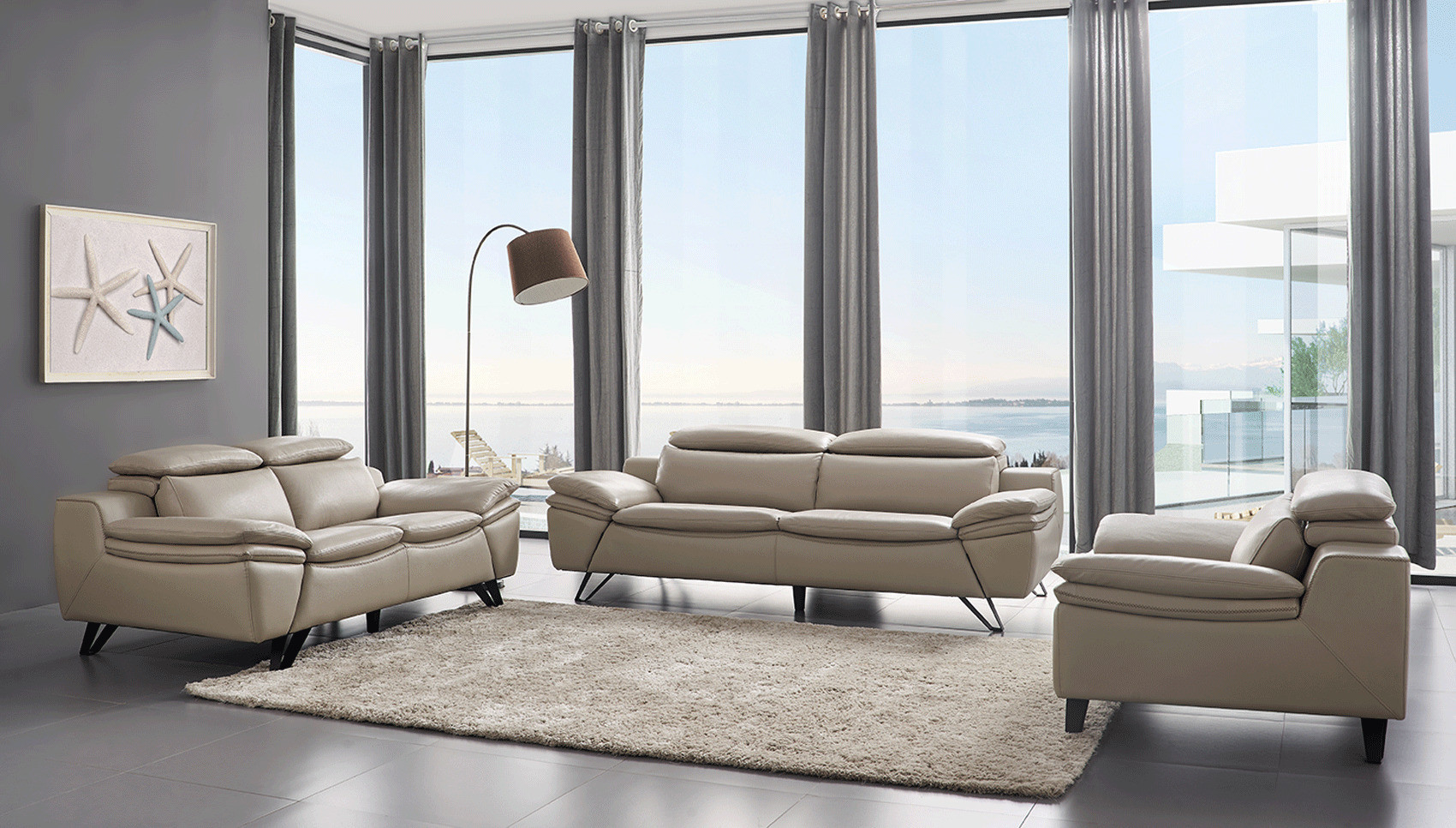 Modern Living Room Sets
 Grey Leather Contemporary Living Room Set Cleveland Ohio