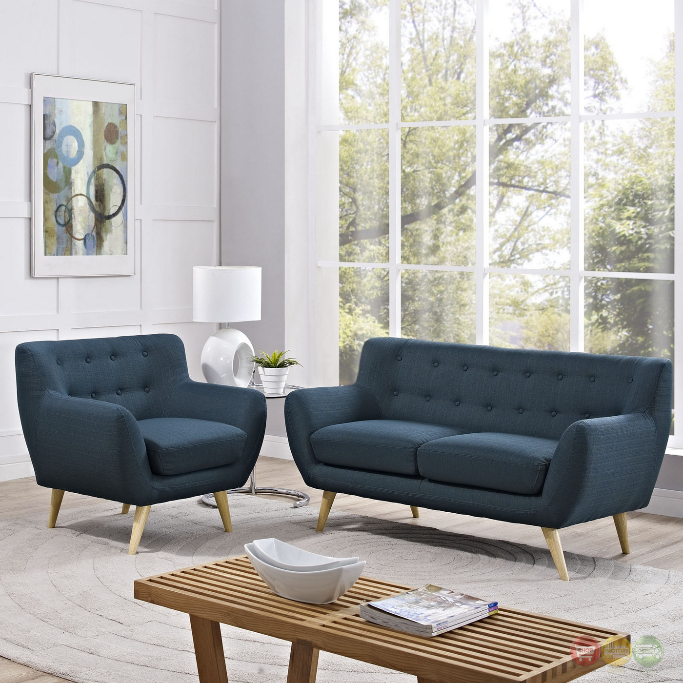 Modern Living Room Sets
 Mid Century Modern Remark 2pc Button Tufted Living Room