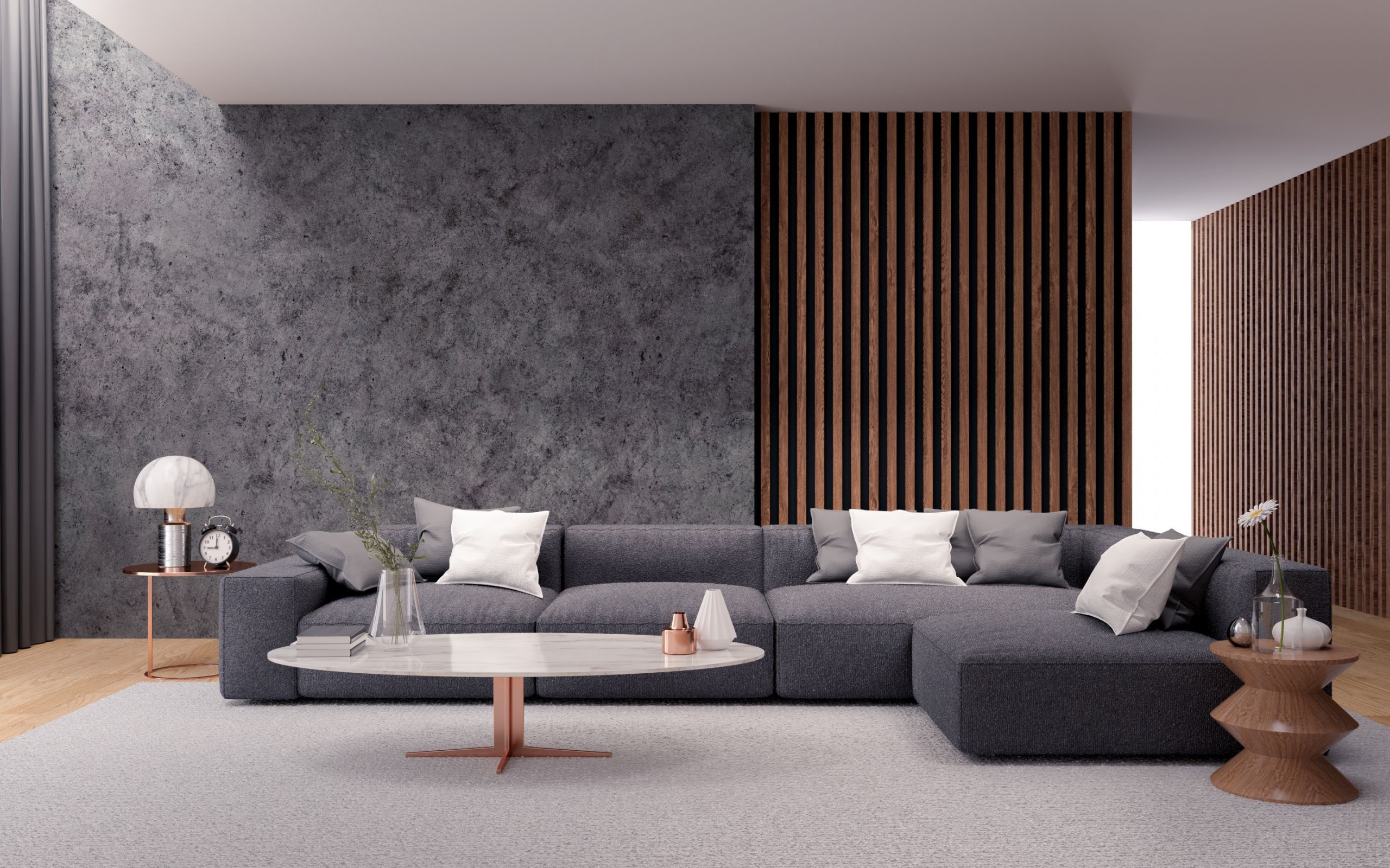 Modern Living Room Wallpaper
 Download wallpapers living room loft style gray concrete