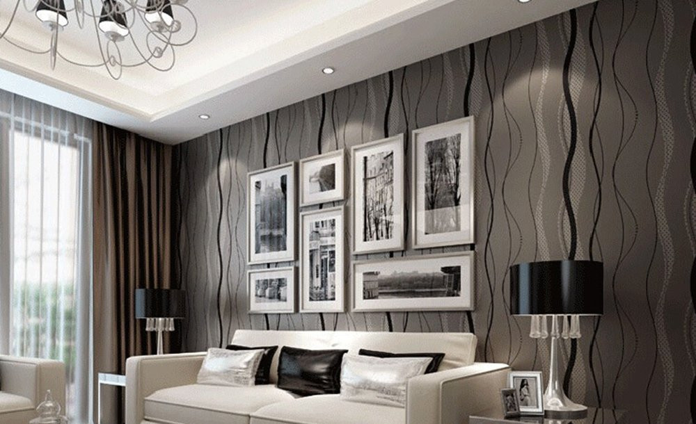 Modern Living Room Wallpaper
 Modern Living Room Wallpaper Ideas Black Grey Color Home