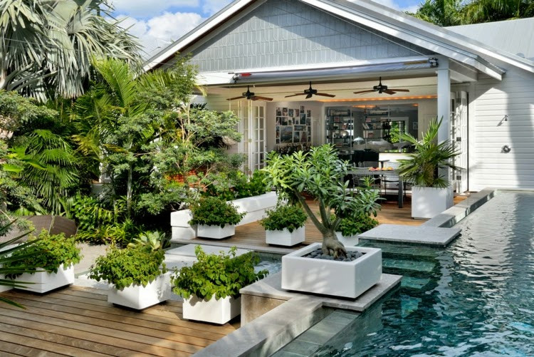 Modern Outdoor Landscape
 Modern Garden Design Examples Planters As Accent