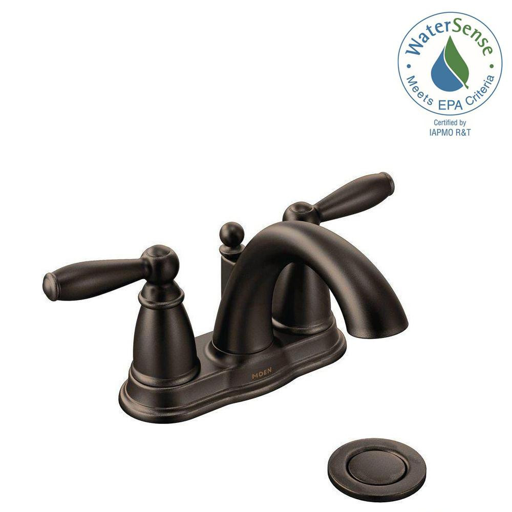 Moen Bronze Bathroom Faucet
 MOEN Brantford 4 in Centerset 2 Handle Low Arc Bathroom