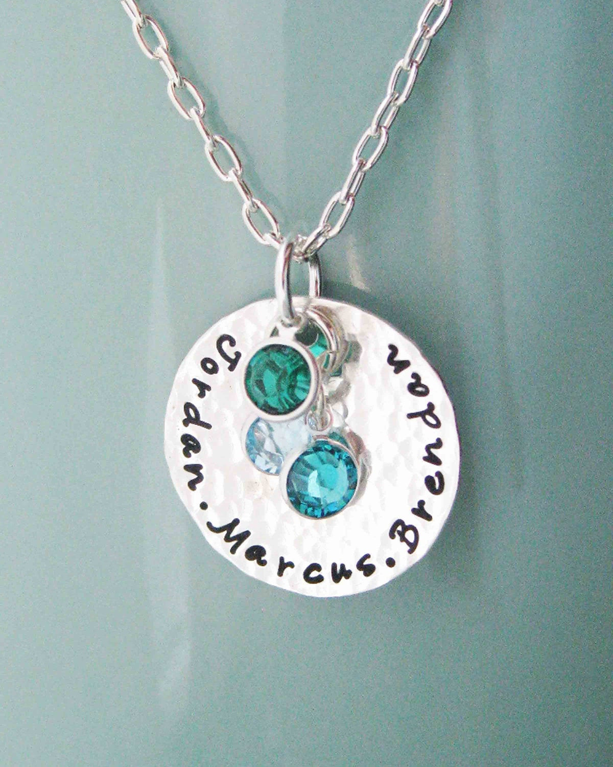 Mom Necklace With Birthstones
 Sterling silver birthstone mother necklace Custom