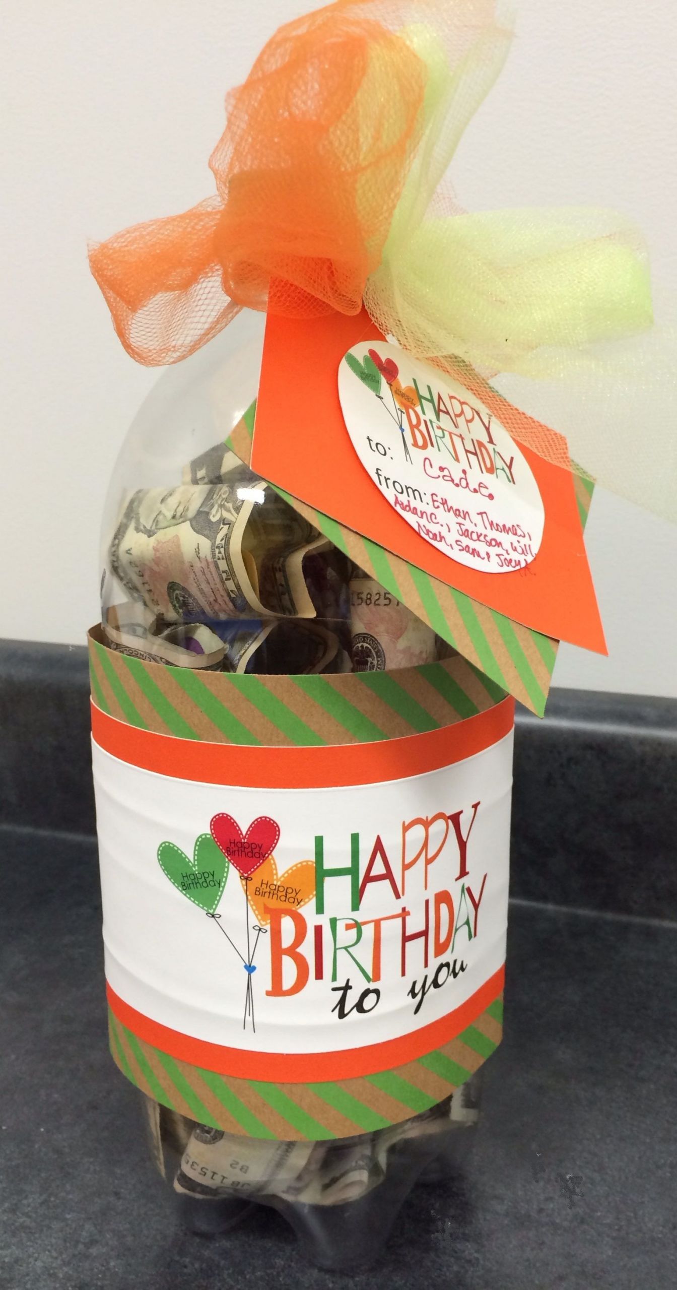 Money Gift Ideas For Birthdays
 Money Gift Birthday Ideas for Kids Money in a 2 liter