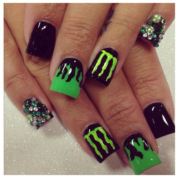 Monster Nail Designs
 Monster drink nails nailart acrylicnails glitternails