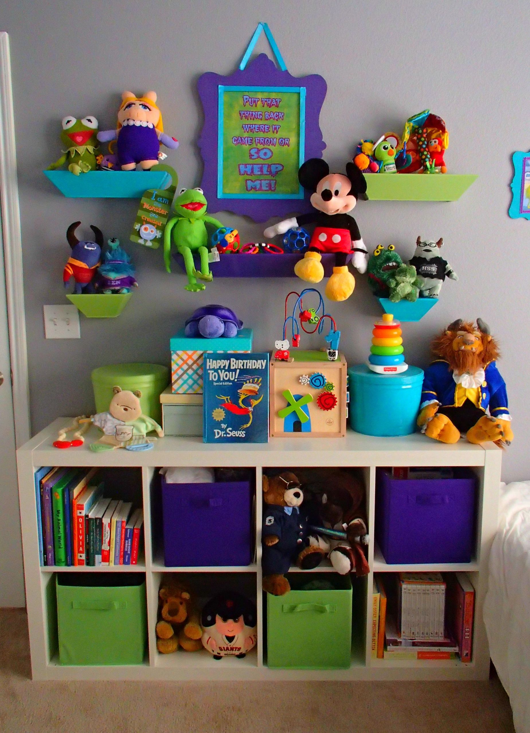 Monsters Inc Baby Decor
 My Monsters Inc Nursery Toy area with "Put that thing