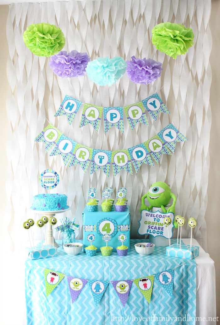 Monsters Inc Birthday Decorations
 Monsters Inc Birthday Party Love of Family & Home