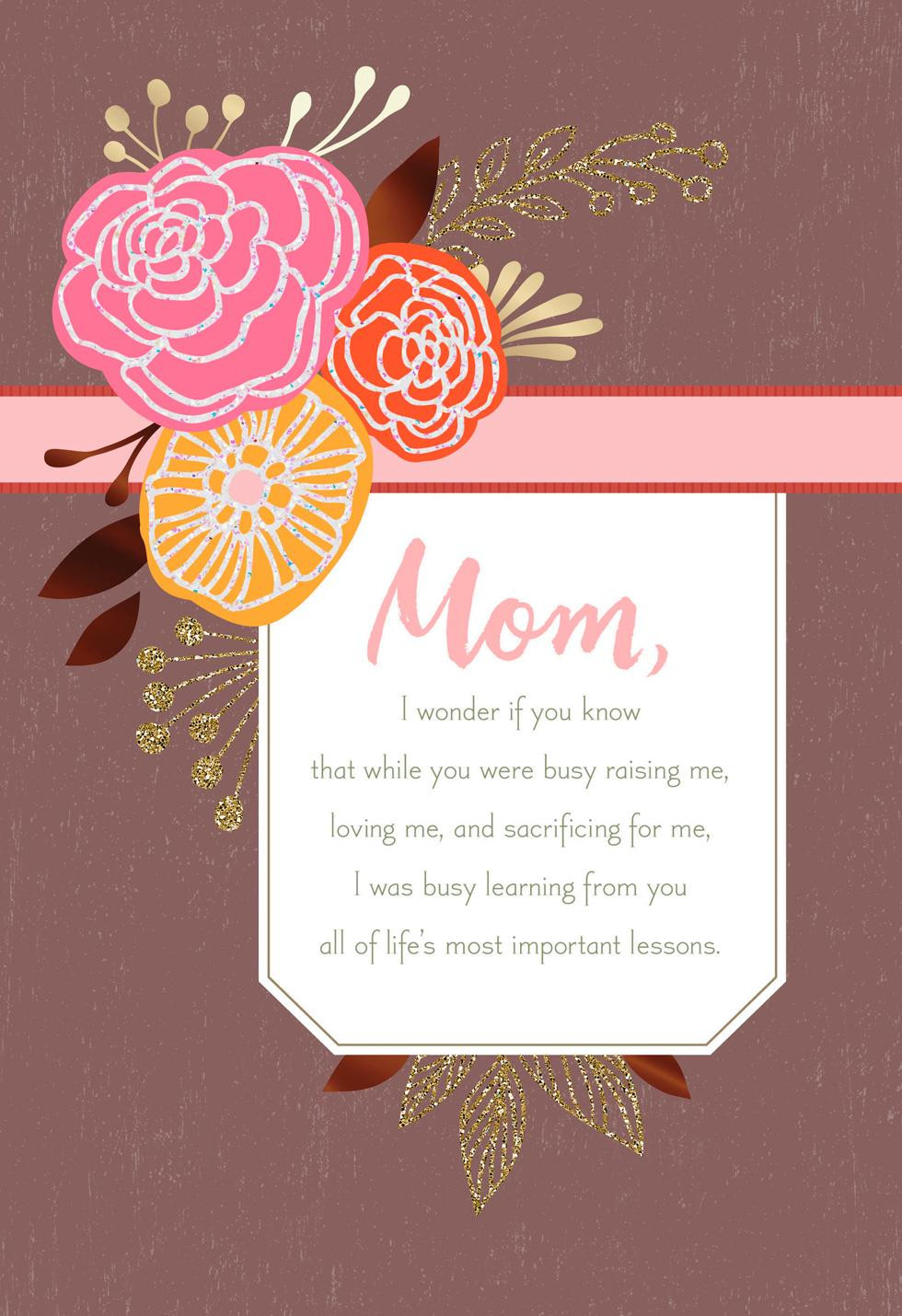 Mother Birthday Card
 Life s Most Important Lessons Birthday Card for Mom