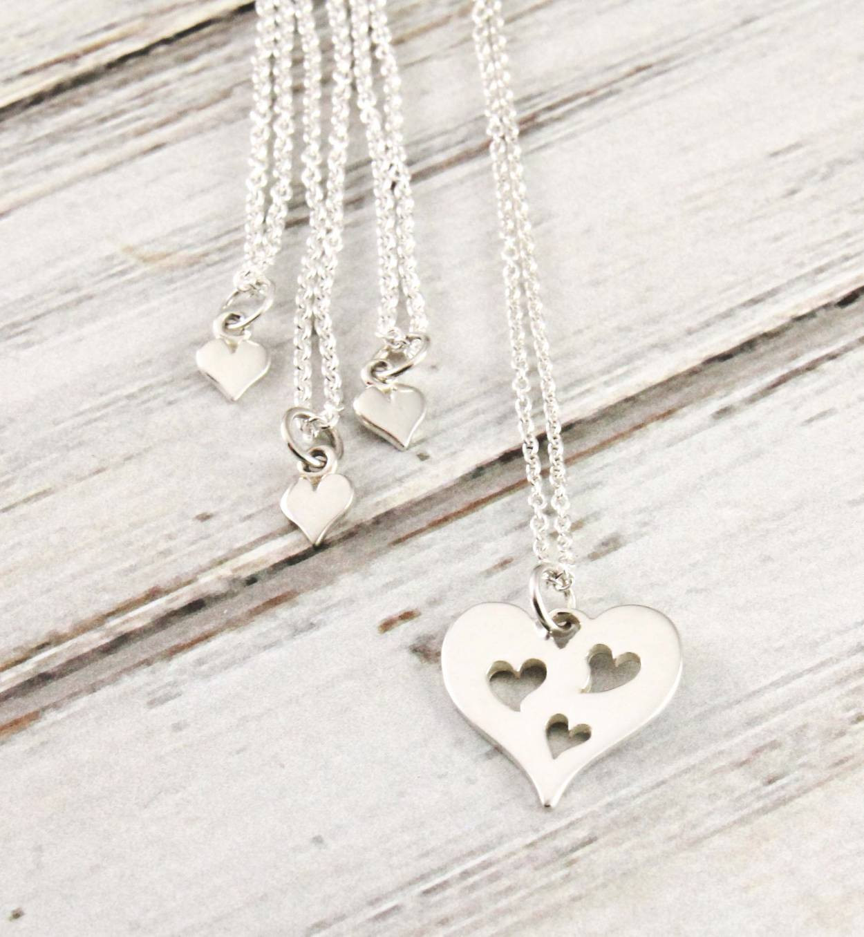 Mother Daughter Necklace Sets
 Silver hearts of my heart necklace set Mother Daughter