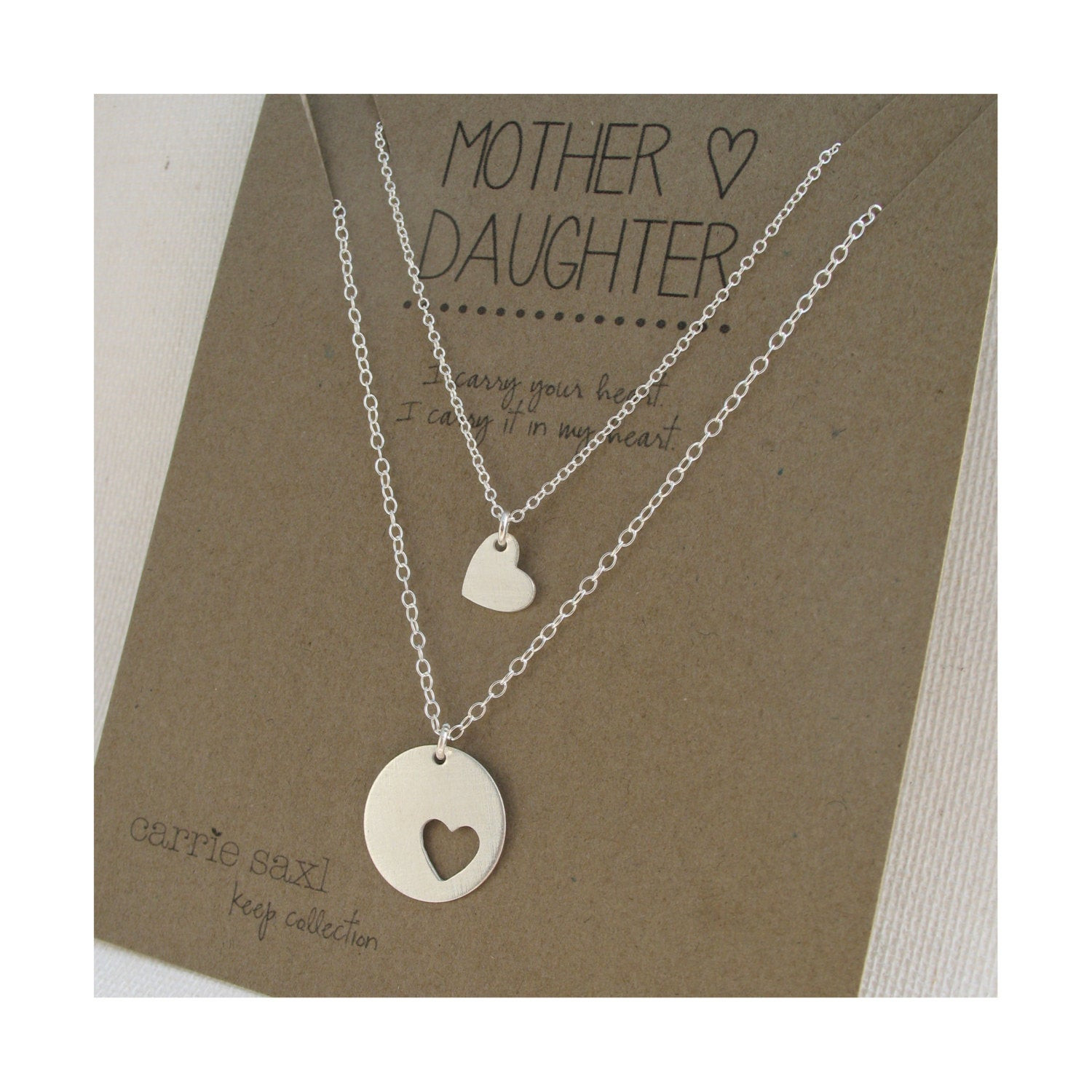 Mother Daughter Necklace Sets
 Mother Daughter Necklace Set hearts necklace by carriesaxl